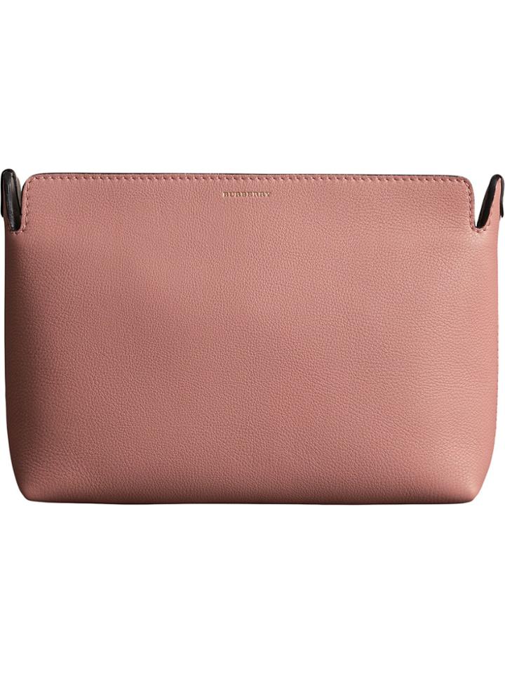 Burberry Medium Tri-tone Leather Clutch - Pink & Purple