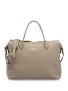 Prada Logo Plaque Tote Bag - Brown