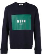 Msgm - Logo Print Sweatshirt - Men - Cotton - M, Blue, Cotton