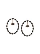 Maha Lozi 18kt Rose Gold Rolling Stone Earrings - Black