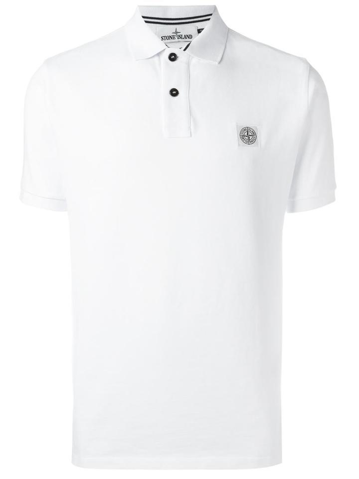Stone Island Logo Detail Polo Shirt, Men's, Size: Medium, White, Cotton