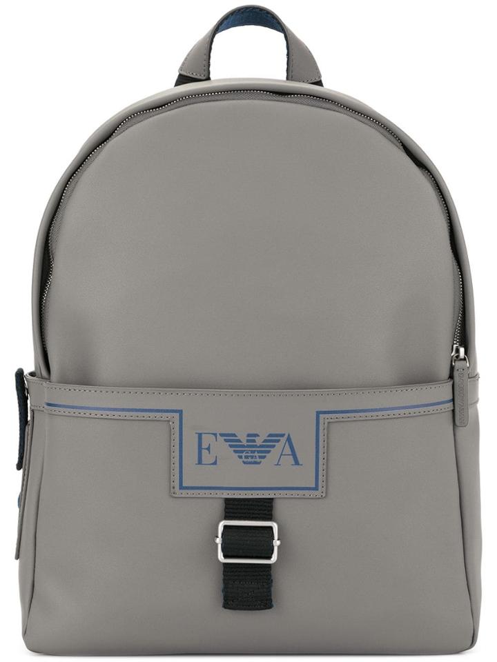 Emporio Armani Logo Print Backpack - Grey