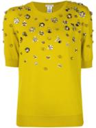 Oscar De La Renta Embellished Sweater, Women's, Size: Medium, Yellow/orange, Virgin Wool