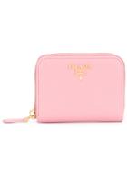 Prada Logo Plaque Zip-around Wallet - Pink & Purple