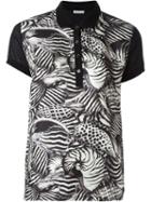 Moncler Animal Print Polo Shirt, Women's, Size: Small, Black, Silk/cotton/polyamide