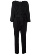 Carolina Ritzler Boat Neck Belted Jumpsuit - Black