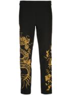 Josie Natori Embroidered Dragon Trousers - Black