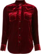 Saint Laurent Velvet Western Shirt, Women's, Size: Small, Red, Polyester/viscose