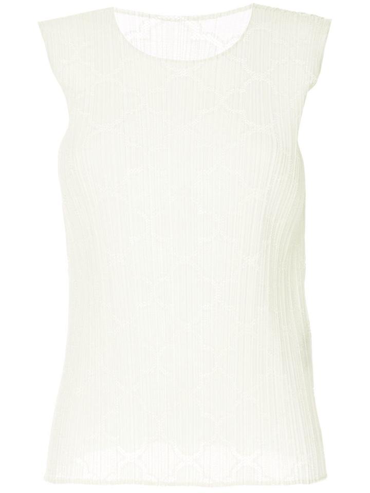 Pleats Please By Issey Miyake Clover Lace Tank Top - White