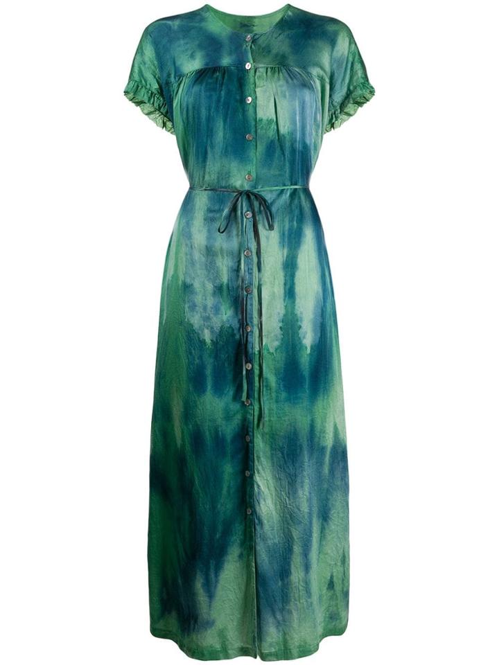 Raquel Allegra Tie-dye Side Slit Maxi Dress - Green
