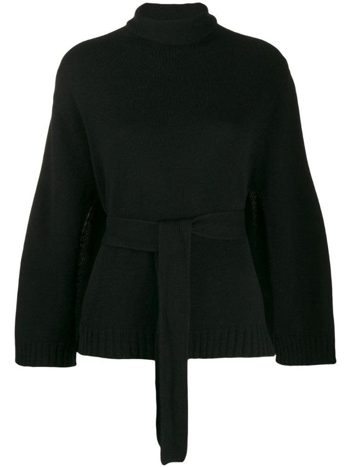 Lamberto Losani Belted Turtle Neck Jumper - Black