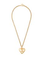 Chanel Vintage Chanel Chain Heart Motif Pendant Necklace - Metallic