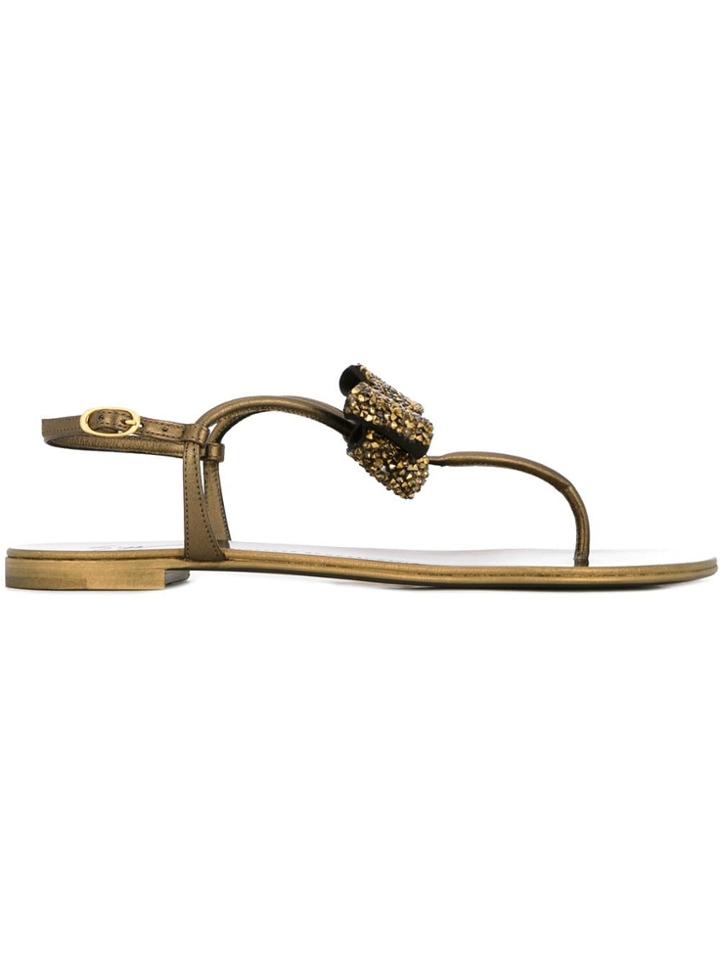 Giuseppe Zanotti Design Bow Embellished Sandals - Yellow & Orange