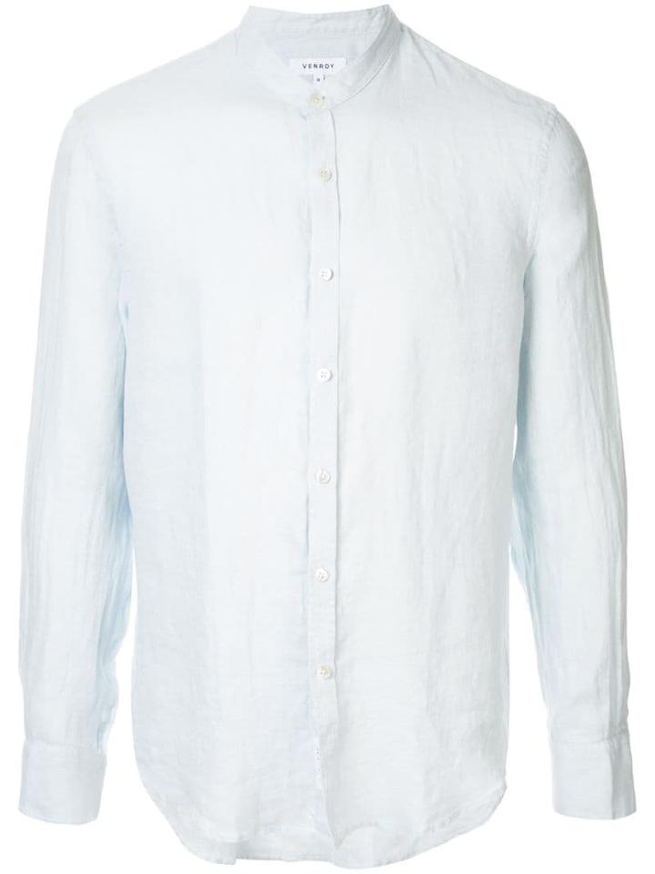 Venroy Mandarin Collar Shirt - Blue