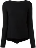 Dondup Round Neck Cropped Pullover, Women's, Size: Medium, Black, Polyamide/spandex/elastane/viscose/wool