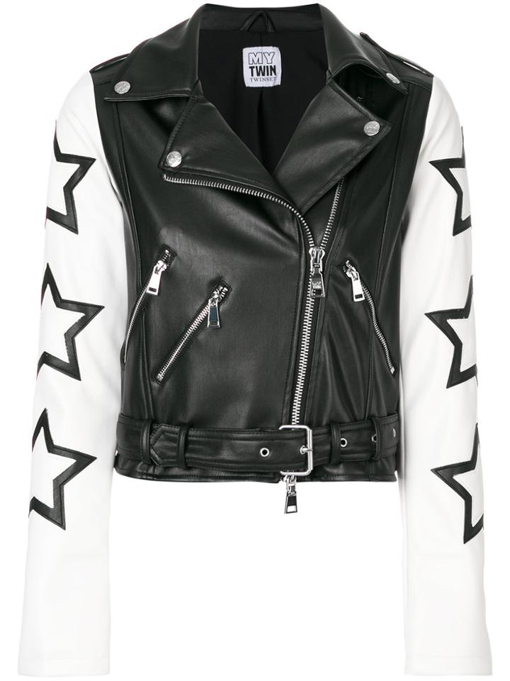 Twin-set Star Patch Biker Jacket - Black