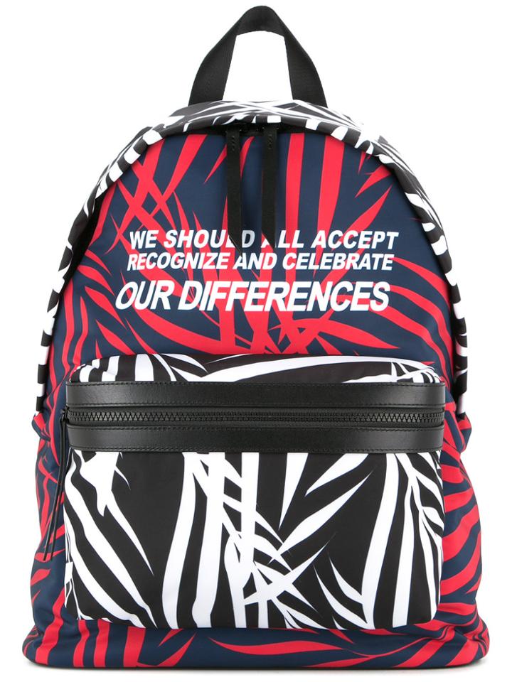 Ports V Colour Block Leaf Print Backpack - Multicolour