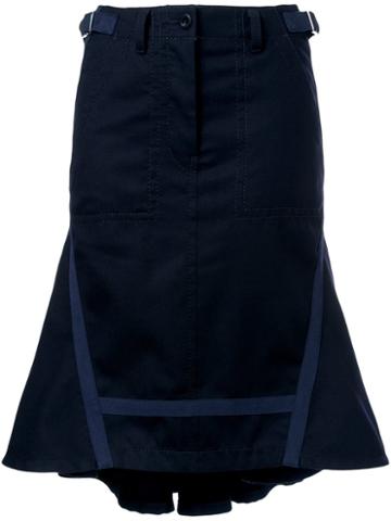 Sacai Flared Midi Skirt, Women's, Size: 3, Blue, Wool