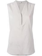 Brunello Cucinelli - Sleeveless V-neck Top - Women - Silk/spandex/elastane - M, Nude/neutrals, Silk/spandex/elastane
