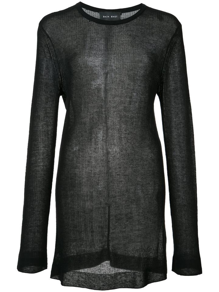 Baja East - Sheer Crewneck Top - Women - Viscose/cashmere - 0, Women's, Black, Viscose/cashmere
