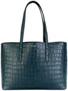 Aspinal Textured Tote Bag, Blue, Calf Leather