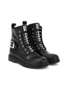 Cesare Paciotti Kids Metallic Studded Boots - Black