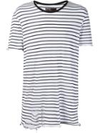 Amiri Destroyed Striped T-shirt, Men's, Size: Large, Black, Cotton/cashmere