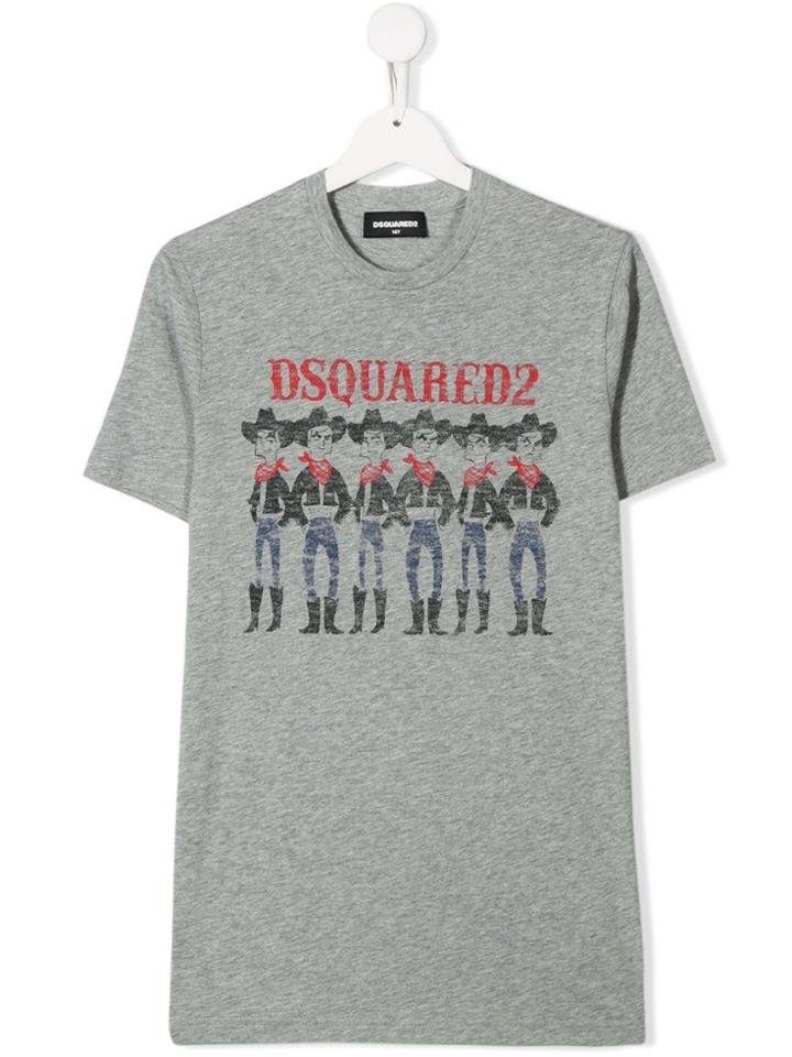 Dsquared2 Kids Teen Cowboy Print T-shirt - Grey