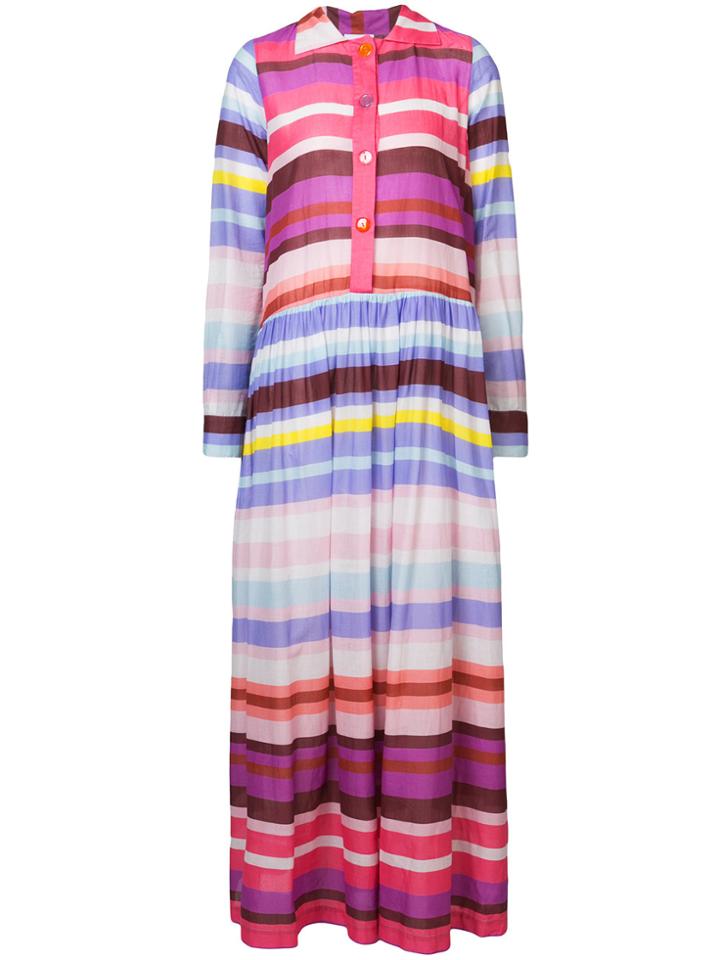 Michel Klein Striped Maxi Shirt Dress - Multicolour