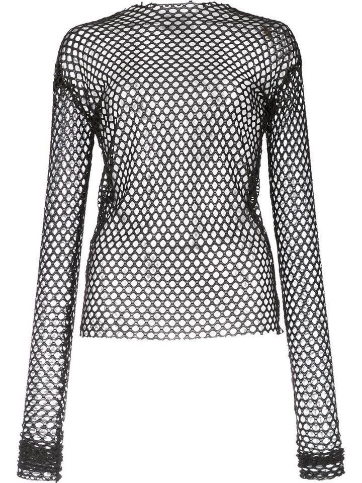 Les Animaux Stretch Mesh Top, Women's, Size: 38, Black, Polyester/spandex/elastane