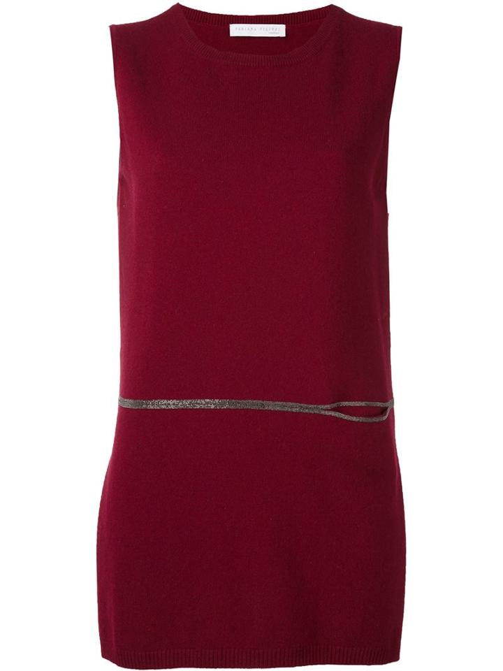 Fabiana Filippi Embellished Knitted Top, Women's, Size: 42, Red, Silk/cashmere/brass/merino