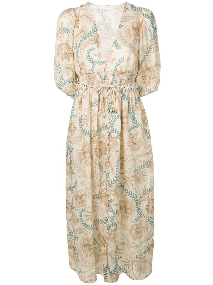 Zimmermann Plunge Button Front Dress - Neutrals