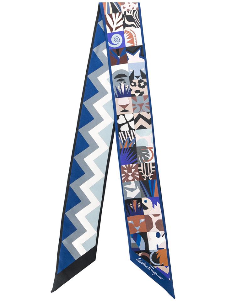 Salvatore Ferragamo Exotic Animal Print Scarf - Blue