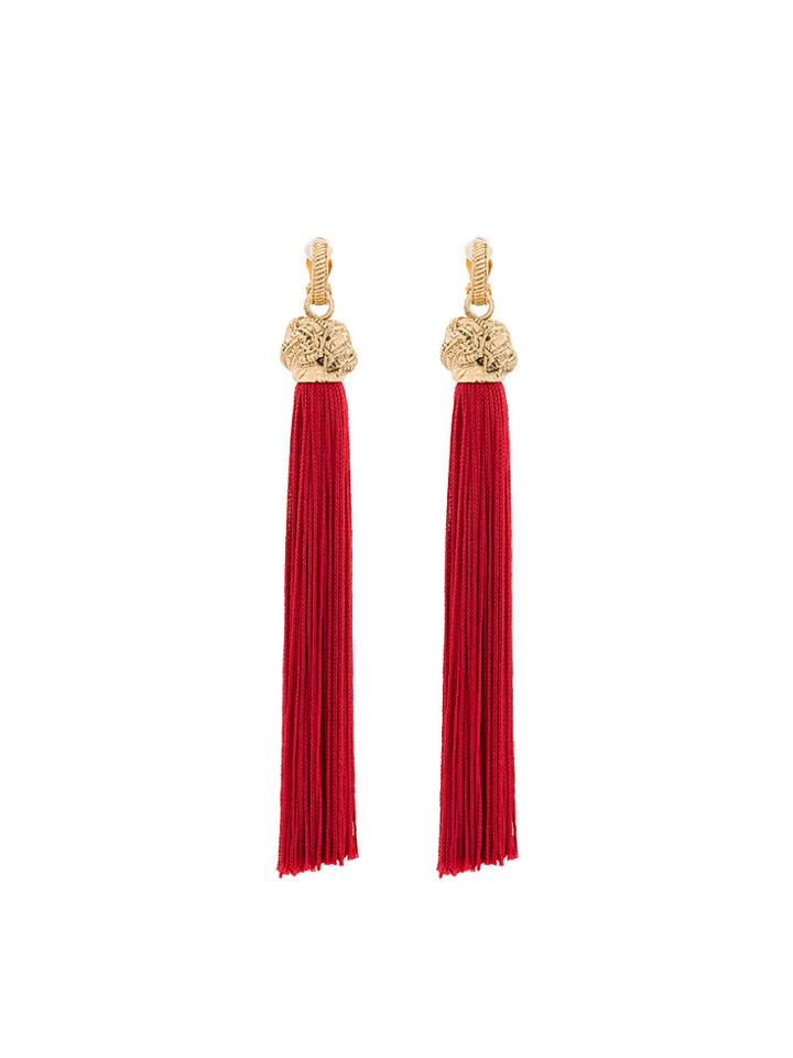 Saint Laurent Loulou Tassel Earrings - Red