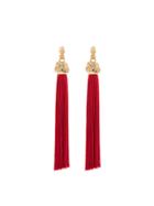 Saint Laurent Loulou Tassel Earrings - Red