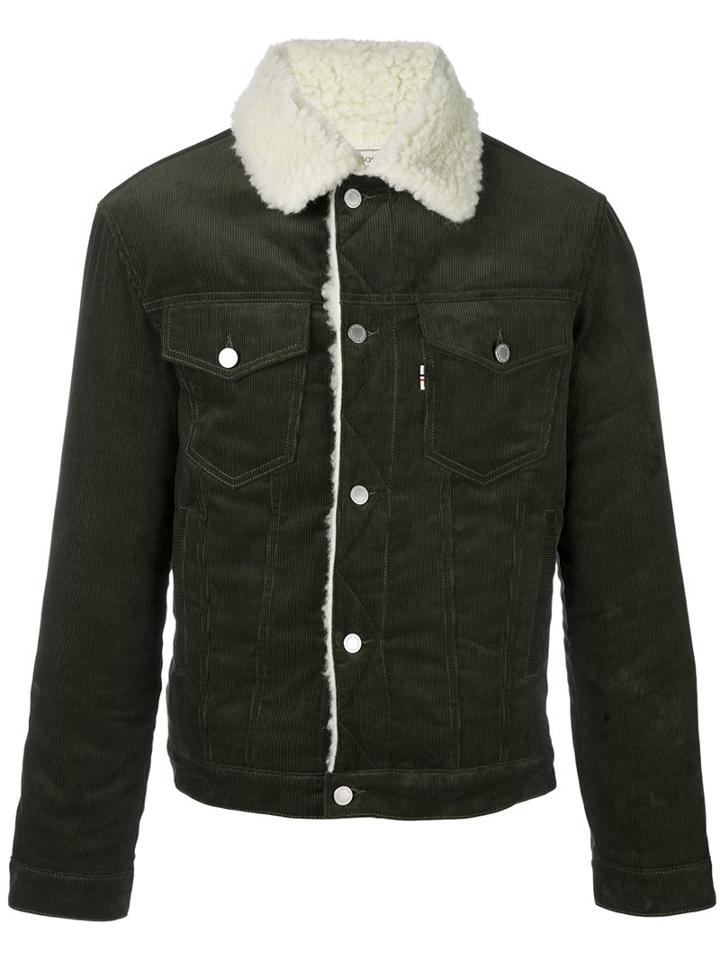 Maison Kitsuné Corduroy Trucker Jacket, Men's, Size: Large, Green, Cotton/polyester/wool