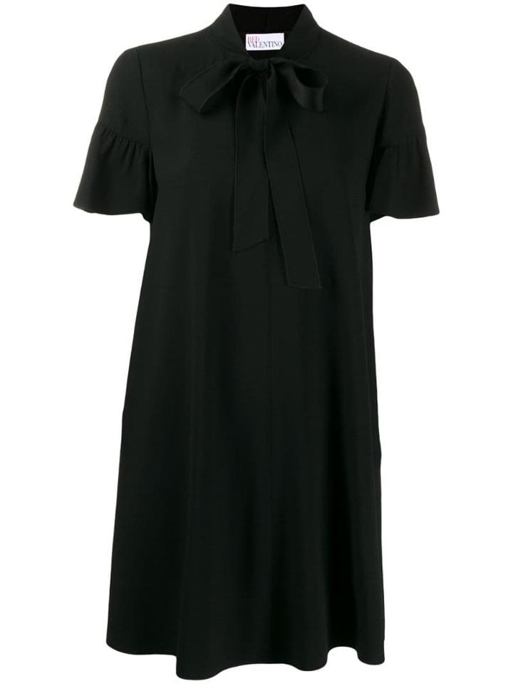 Red Valentino Pussybow Tie Neckline Dress - Black