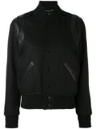 Saint Laurent - Classic Teddy Jacket - Women - Cotton/leather/wool - 38, Black, Cotton/leather/wool