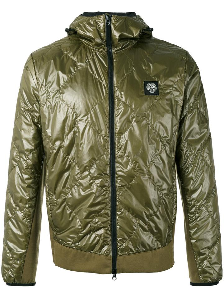 Stone Island - Padded Jacket - Men - Cotton/polyamide/polyurethane Resin - L, Green, Cotton/polyamide/polyurethane Resin