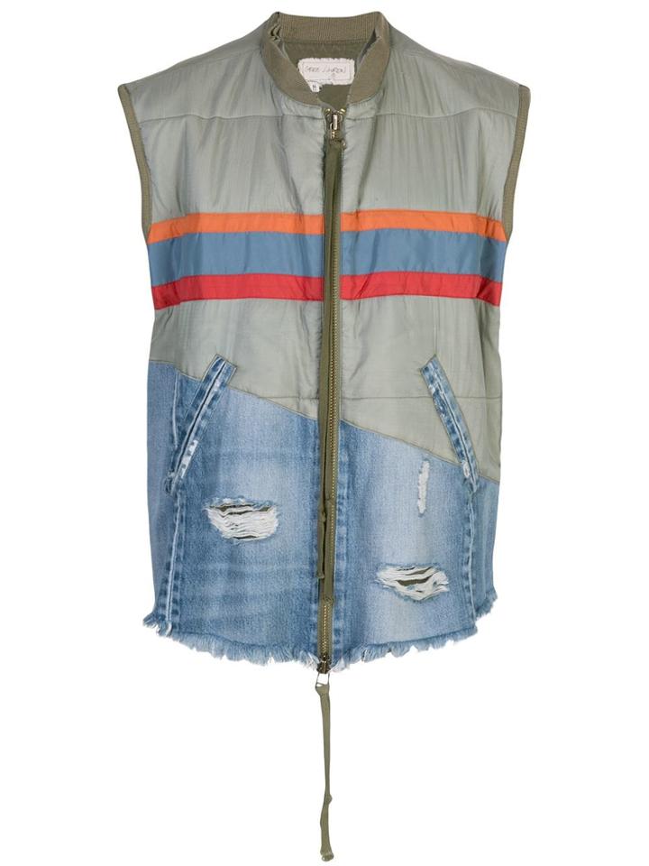 Greg Lauren Two Tone Gilet - Green