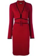 Roberto Cavalli Tassel Neck Fitted Dress, Women's, Size: 42, Red, Viscose/spandex/elastane