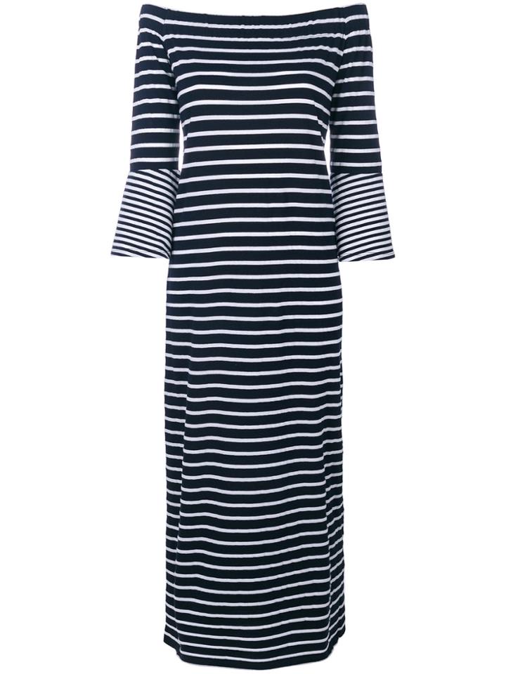 Semicouture Striped Off Shoulder Dress - Blue
