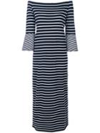 Semicouture Striped Off Shoulder Dress - Blue
