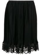 Paco Rabanne Lace Trimmed Straight Skirt - Black