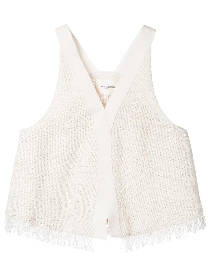 Nanushka - Fringed Top - Women - Cotton/acrylic/polyamide/polyester - S, Nude/neutrals, Cotton/acrylic/polyamide/polyester