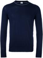 Eleventy Crew Neck Trim Jumper, Men's, Size: Xl, Blue, Silk/merino