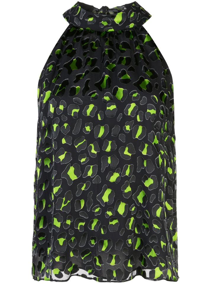 Alice+olivia Neon Animal Print Halter Top - Black