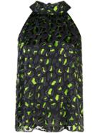 Alice+olivia Neon Animal Print Halter Top - Black