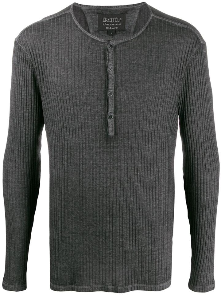 John Varvatos Long-sleeve Ribbed Top - Grey