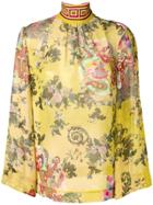 Versace Collection High Neck Blouse - Yellow & Orange